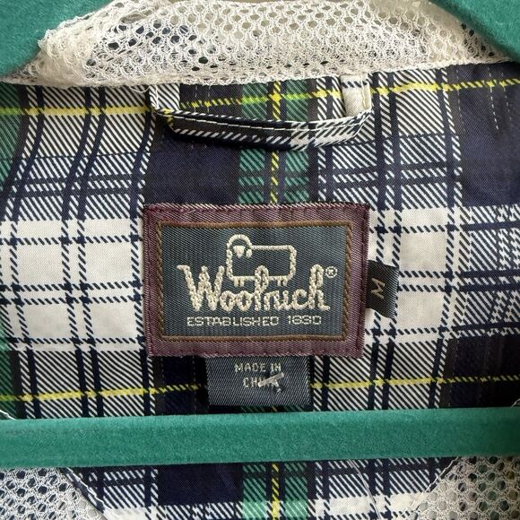 Woolrich Stash Away Rain Hooded  Jacket Green Plaid Size M - Picture 4 of 6